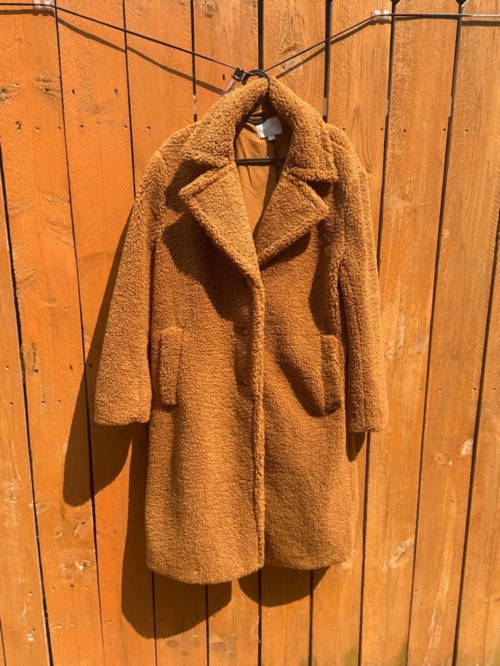 LOFT Camel Teddy Faux Shearling Coat